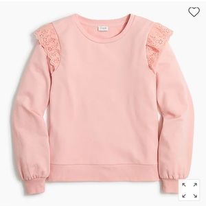 J Crew Eyelet ruffle sweatshirt NWT